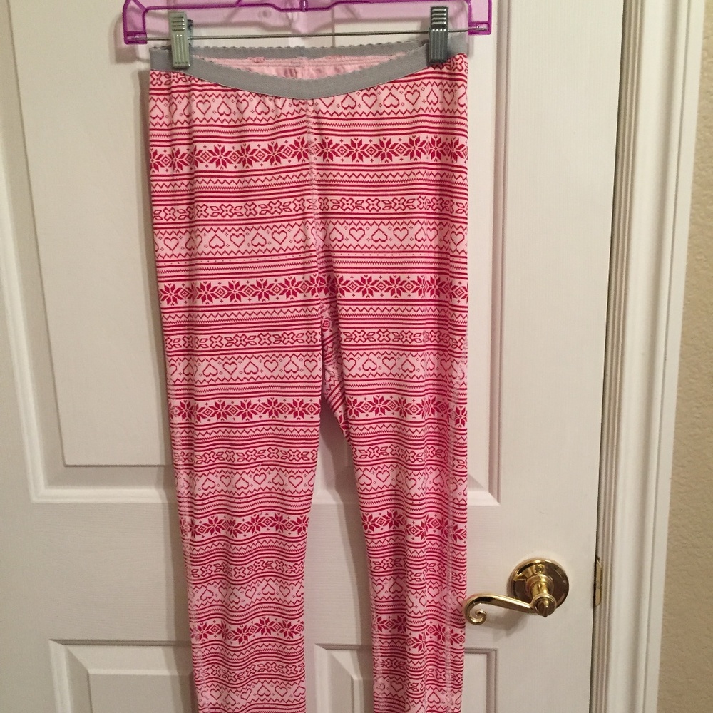 Girl's Thermal Bottoms, Lands' End, Med. 10-12, Pink print